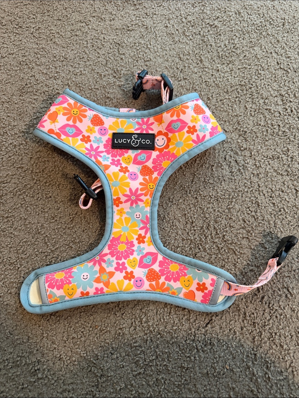 Lucy & Co. Pink Floral Dog Harness - reversible size large